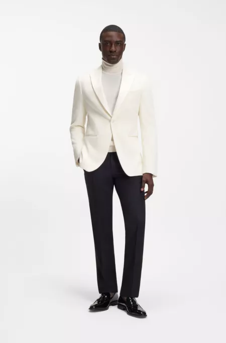 Slim-fit tuxedo jacket in cotton velvet
