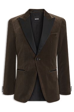 Slim-fit tuxedo jacket in cotton velvet