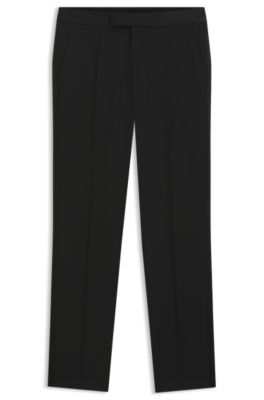 Pantalon de smoking Slim en laine vierge, Noir