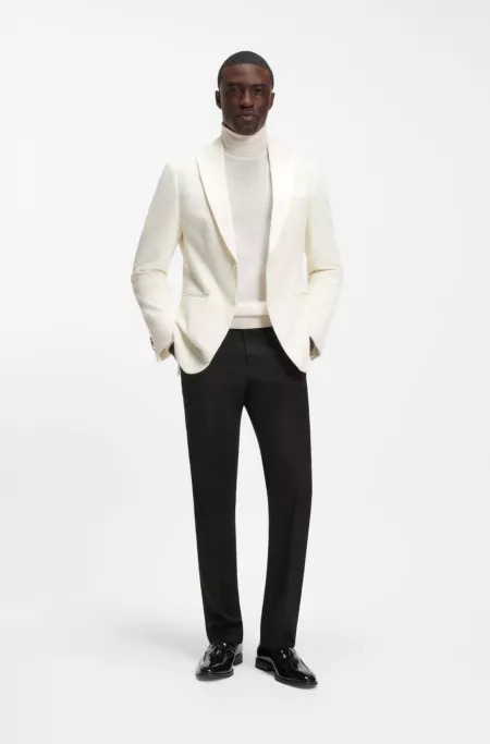 Slim-fit tuxedo pants in virgin wool