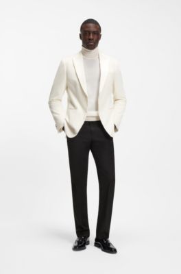 Pantalon de smoking Slim en laine vierge, Noir