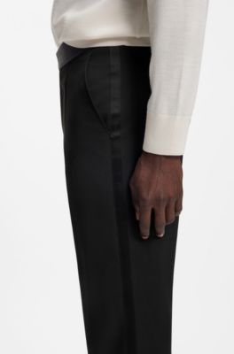 Pantalon de smoking Slim en laine vierge, Noir