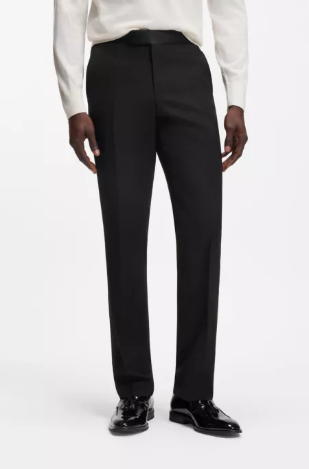 Slim-fit tuxedo pants in virgin wool