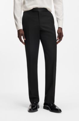 Pantalon de smoking Slim en laine vierge, Noir