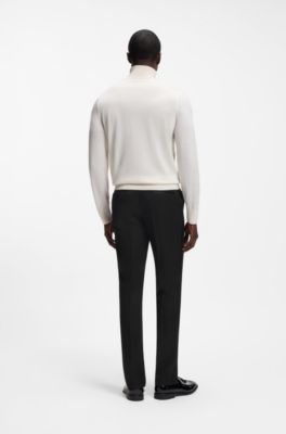 Pantalon de smoking Slim en laine vierge, Noir