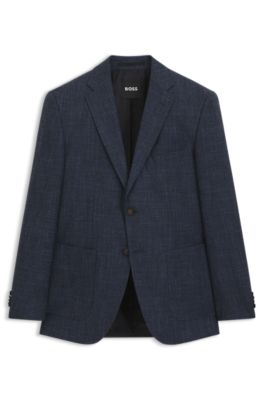 Regular-fit suit jacket in a patterned wool blend, Dark Blue