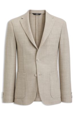Slim-fit jacket in virgin wool, White