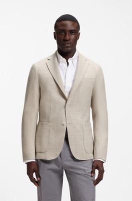 Slim-fit jacket in virgin wool, White