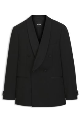 Blazer slim fit confeccionado con lana virgen italiana, Negro