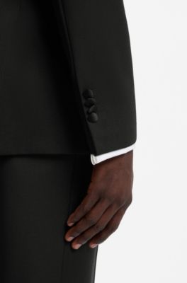 Blazer slim fit confeccionado con lana virgen italiana, Negro