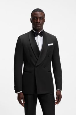 Blazer slim fit confeccionado con lana virgen italiana, Negro