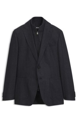 Veste Slim avec empi&egrave;cement int&eacute;rieur zipp&eacute;, Bleu fonc&eacute;
