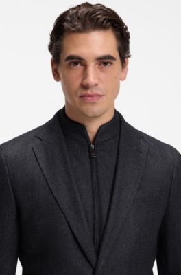Veste Slim avec empi&egrave;cement int&eacute;rieur zipp&eacute;, Bleu fonc&eacute;
