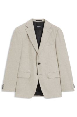 Blazer slim fit estampado en mezcla de lana y cachemira, Marr&oacute;n claro