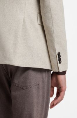 Blazer slim fit estampado en mezcla de lana y cachemira, Marr&oacute;n claro