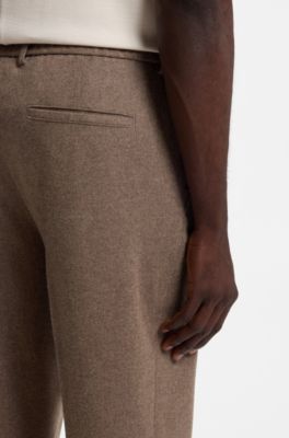 Tapered-fit performance pants in virgin wool, Light Brown