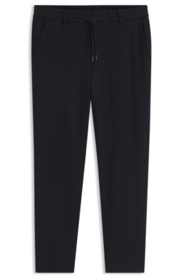 Tapered-fit performance pants in virgin wool, Dark Blue