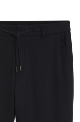 Tapered-fit performance pants in virgin wool, Dark Blue