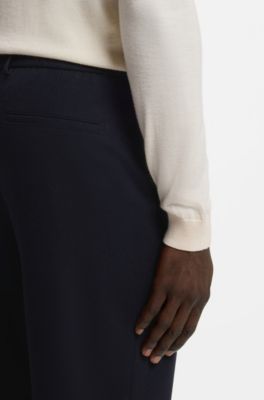 Tapered-fit performance pants in virgin wool, Dark Blue