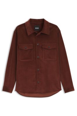 Relaxed-fit overshirt in stretch corduroy, Brown