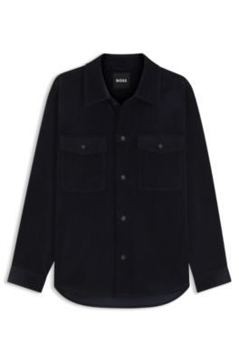 Relaxed-fit overshirt in stretch corduroy, Dark Blue