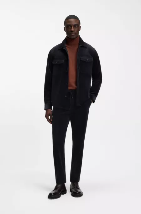 Relaxed-fit overshirt in stretch corduroy