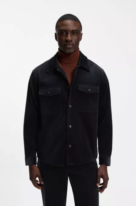 Relaxed-fit overshirt in stretch corduroy