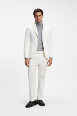 Slim-fit blazer in a cotton-cashmere blend, White