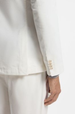 Slim-fit blazer in a cotton-cashmere blend, White