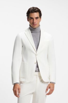 Slim-fit blazer in a cotton-cashmere blend, White