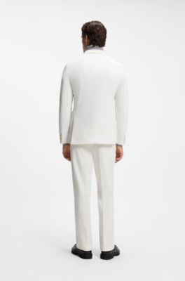 Slim-fit blazer in a cotton-cashmere blend, White