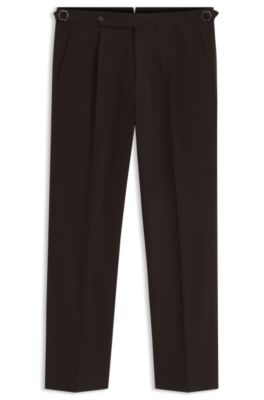 Patterned tapered-fit pants in Italian cotton, Dark Brown