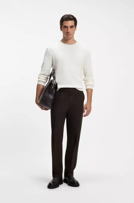Patterned tapered-fit pants in Italian cotton