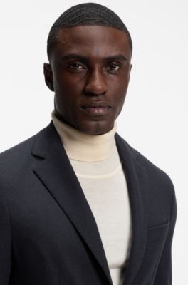 Blazer slim fit de franela el&aacute;stica de alto rendimiento lavable, Azul oscuro