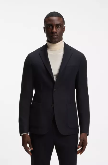 Slim-fit blazer in washable performance-stretch flannel