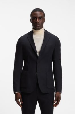 Blazer slim fit de franela el&aacute;stica de alto rendimiento lavable, Azul oscuro