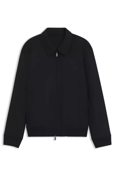 Slim-fit zip-up jacket in virgin wool flannel