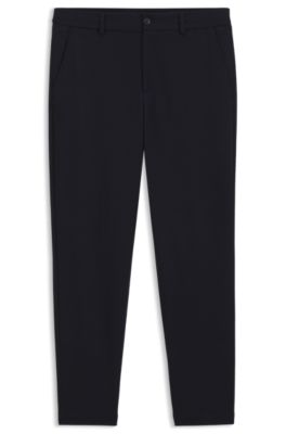 Pantalones tapered fit en jersey el&aacute;stico microestampado, Azul oscuro
