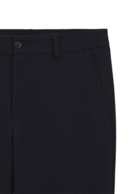 Pantalones tapered fit en jersey el&aacute;stico microestampado, Azul oscuro