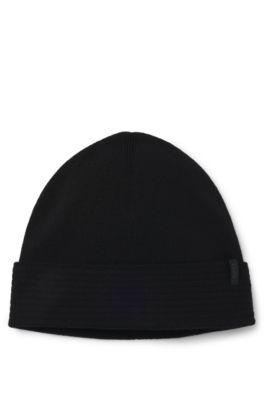 Knit beanie in temperature-regulating stretch fabric, Black
