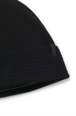 Knit beanie in temperature-regulating stretch fabric, Black