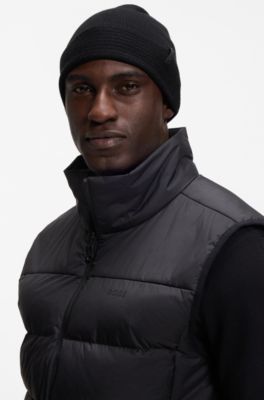 Knit beanie in temperature-regulating stretch fabric, Black