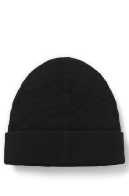 Porsche x BOSS beanie hat with Pasha check, Black
