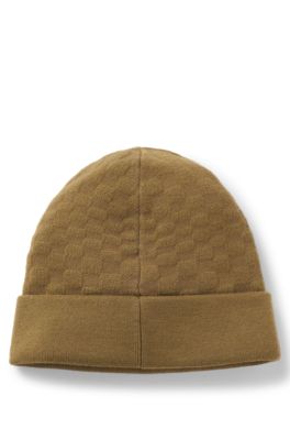 Porsche x BOSS beanie hat with Pasha check, Brown