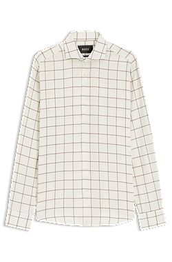 Regular-fit shirt in checked cotton flannel