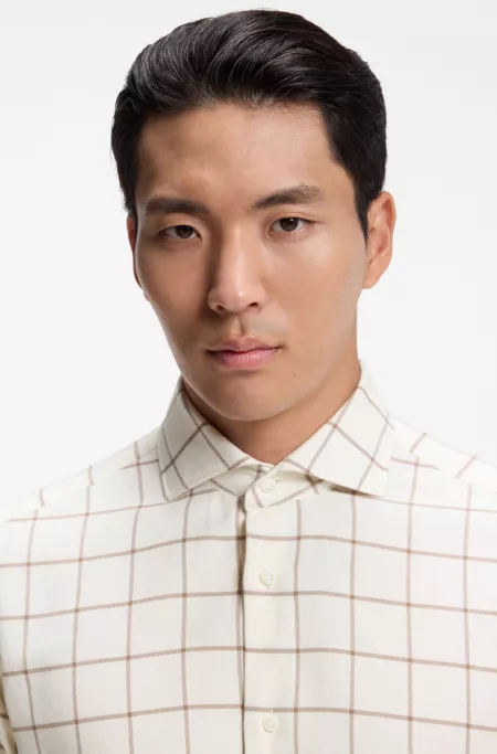 Regular-fit shirt in checked cotton flannel