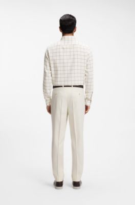 Regular-fit shirt in checked cotton flannel, Light Beige