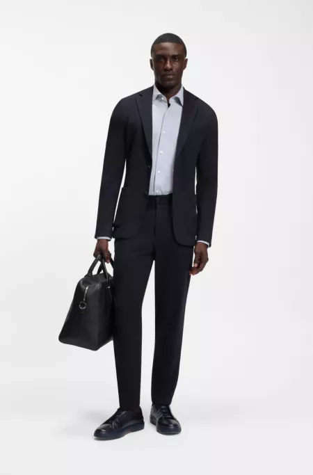 Slim-fit blazer in micro-patterned stretch jersey