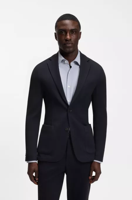 Slim-fit blazer in micro-patterned stretch jersey