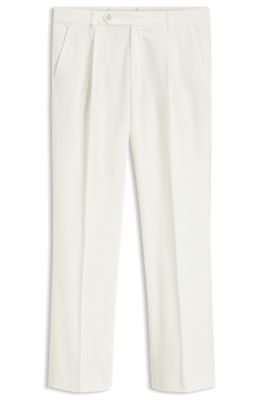 Pantalon Tapered en velours c&ocirc;tel&eacute; en tissu italien, Blanc